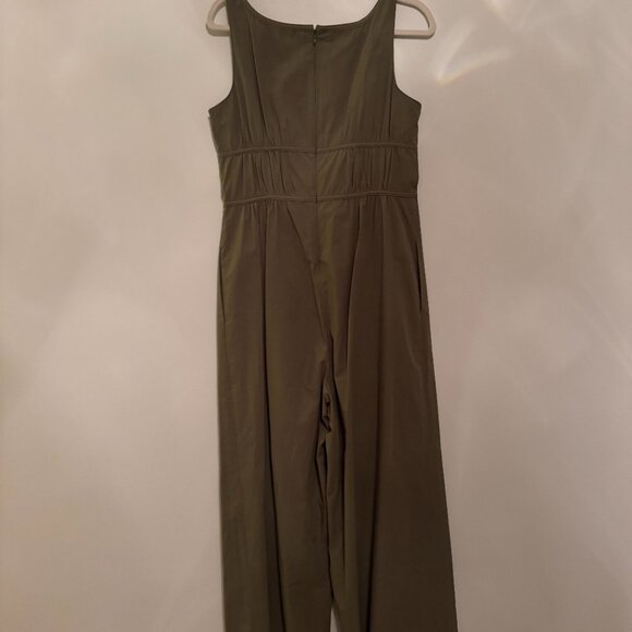 Rebecca Taylor | Full-Length Poplin Romper Dark Olive Size 6 - Picture 3 of 4
